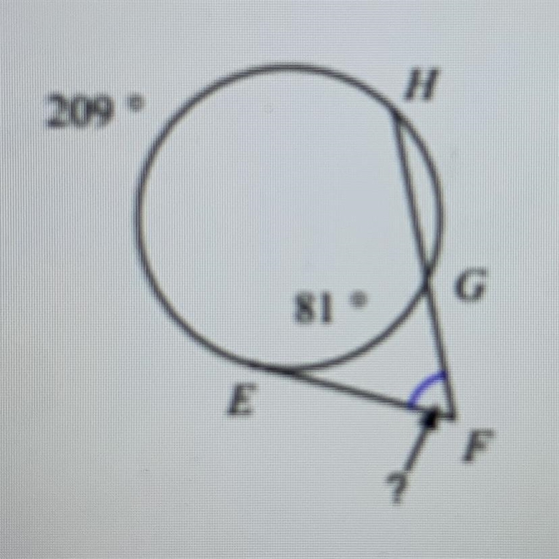 Find the measure of the missing angle ( dont worry about the degree )-example-1