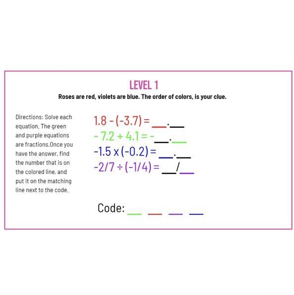 LEVEL 1 Roses are red, violets are blue. The order of colors, is your clue. Directions-example-1