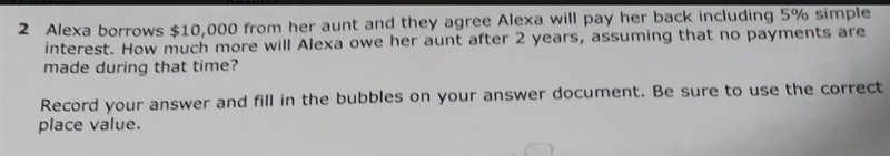 Alexa borrows 10,000 from her aunt and they agree alexa owe her aunt after 2 years-example-1