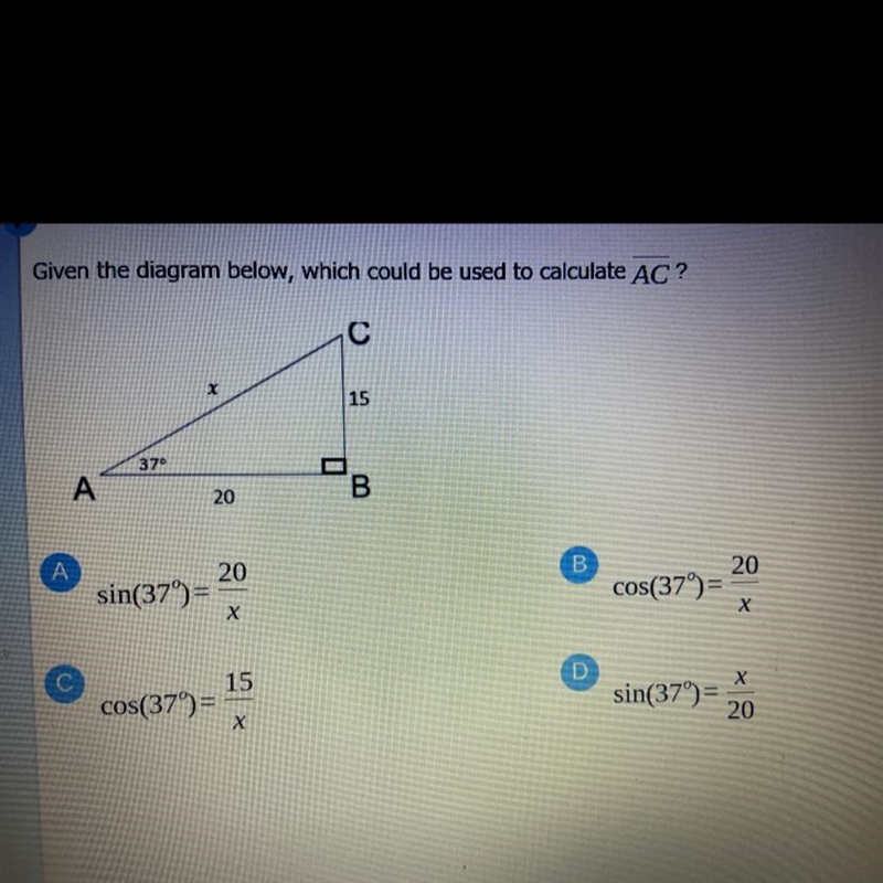 Given the diagram below which could be used to calculate AC-example-1