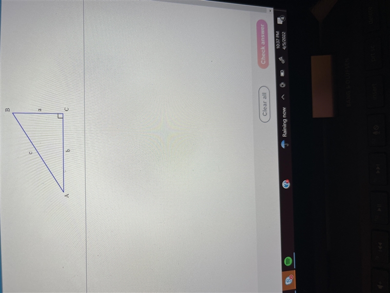 Solve the right triangle with a= 1.22 and b= 19.3. Round off the results according-example-2