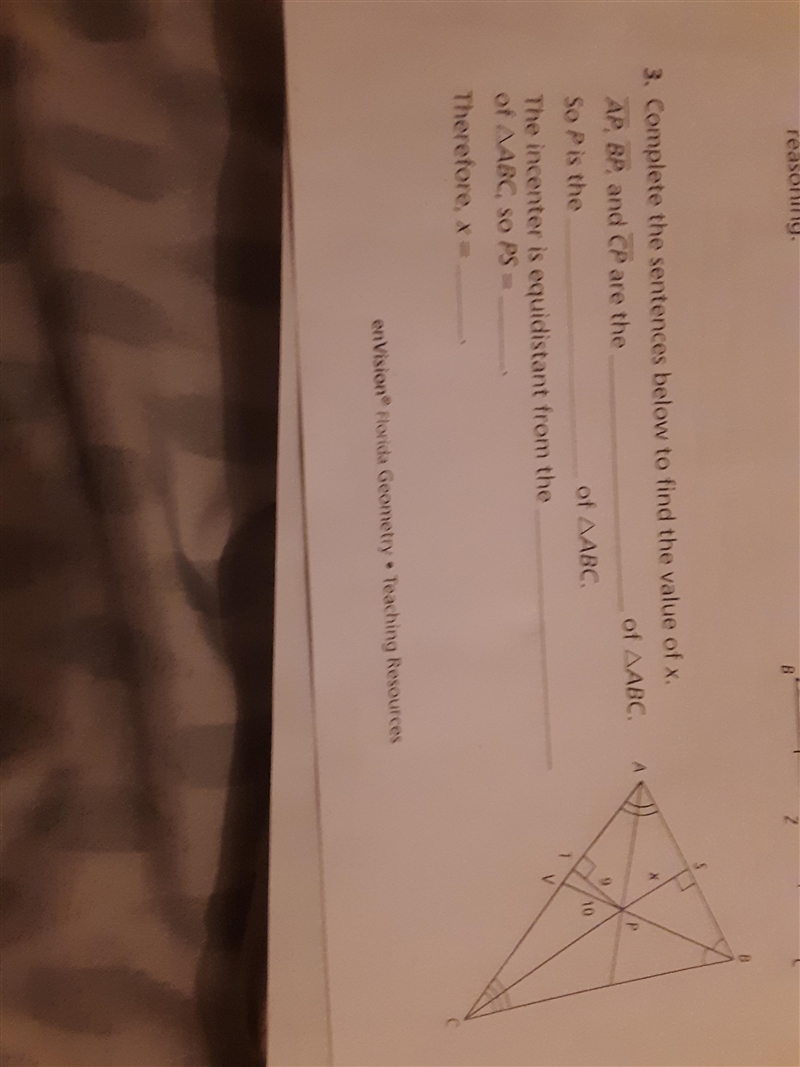 3. Complete the sentences below to find the value of x. AP, BP, and CP are the________ of-example-1