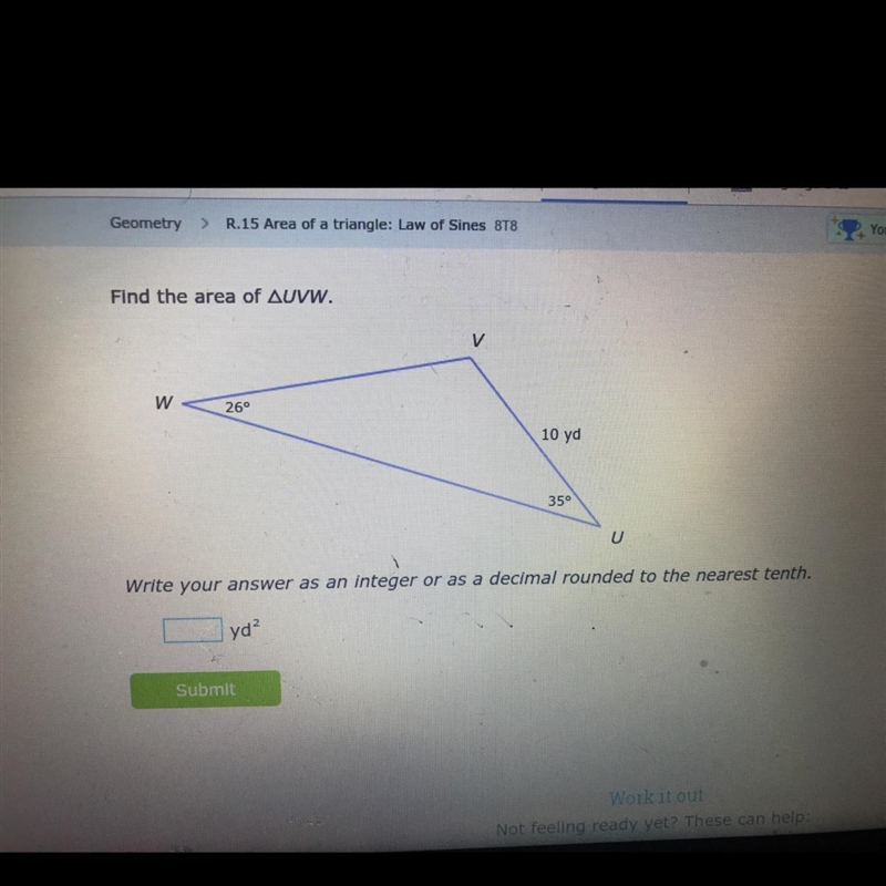 area of a triangle: law of sinesother tutors couldn’t solve so they referred me to-example-1