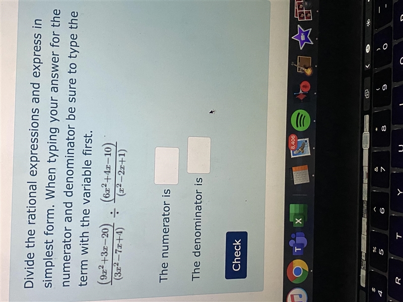 Divide the rational expressions and express in simplest form. When typing your answer-example-1