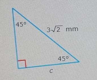 Find c.Write your answer in simplest radical form. ___ millimeters-example-1