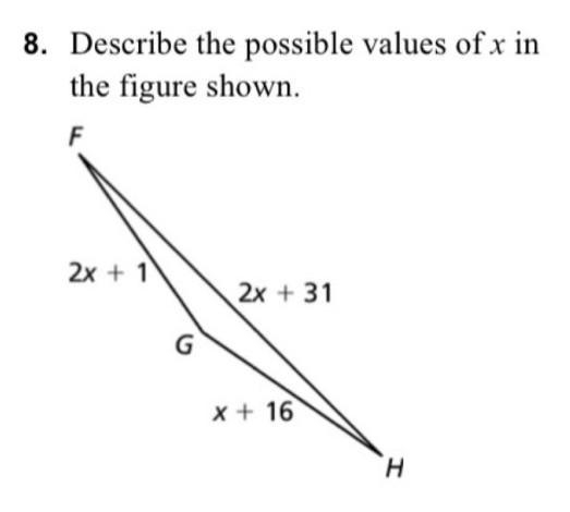 Describe the possible values of x in the figure shown.-example-1