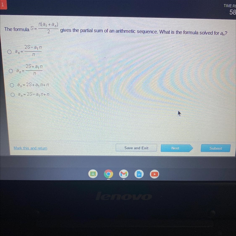 na+an)The formula S-2. gives the partial sum of an arithmetic sequence. What is the-example-1