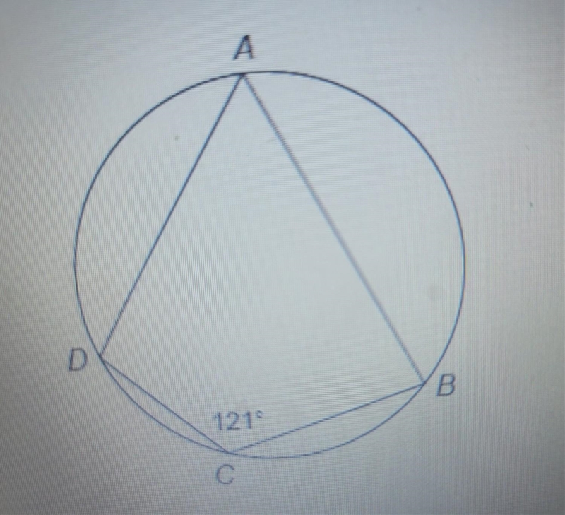 Please help!!! Quadrilateral ABCD is inscribed in this circle. What is the measure-example-1