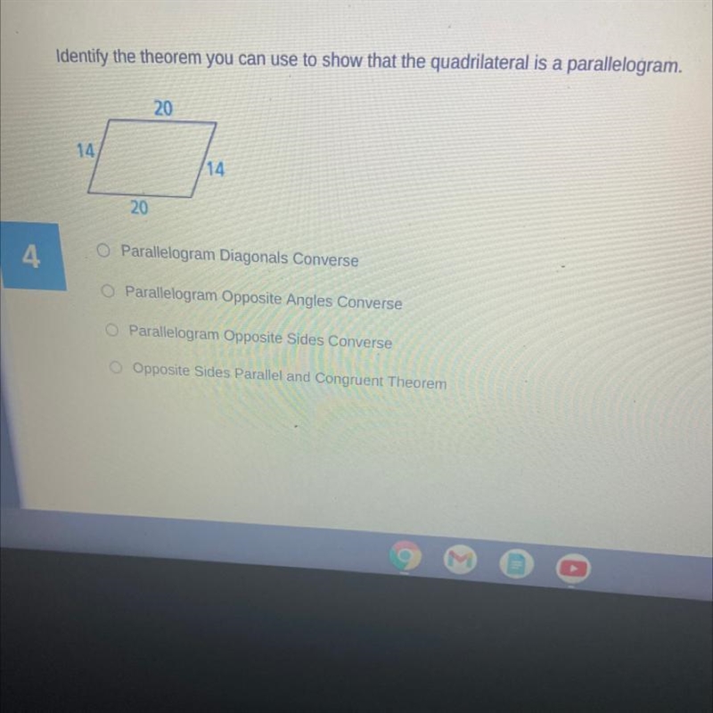 Identify the theorem you can use to show that the quadrilateral is a parallelogram-example-1