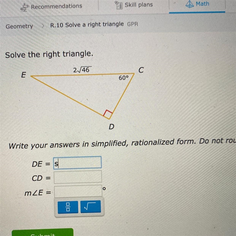 Solve the right triangle i have a lot of questions please help-example-1