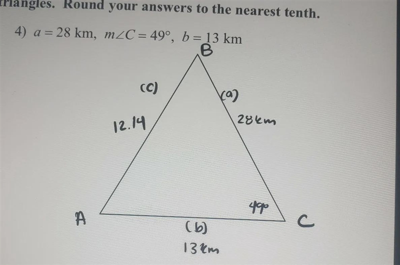 Need help with example #4 Find all missing angles and sides.-example-1