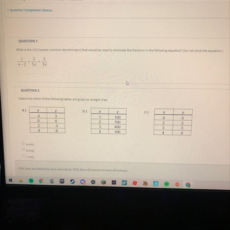 Question 1 only. find the LCD. (do not solve equation)-example-1