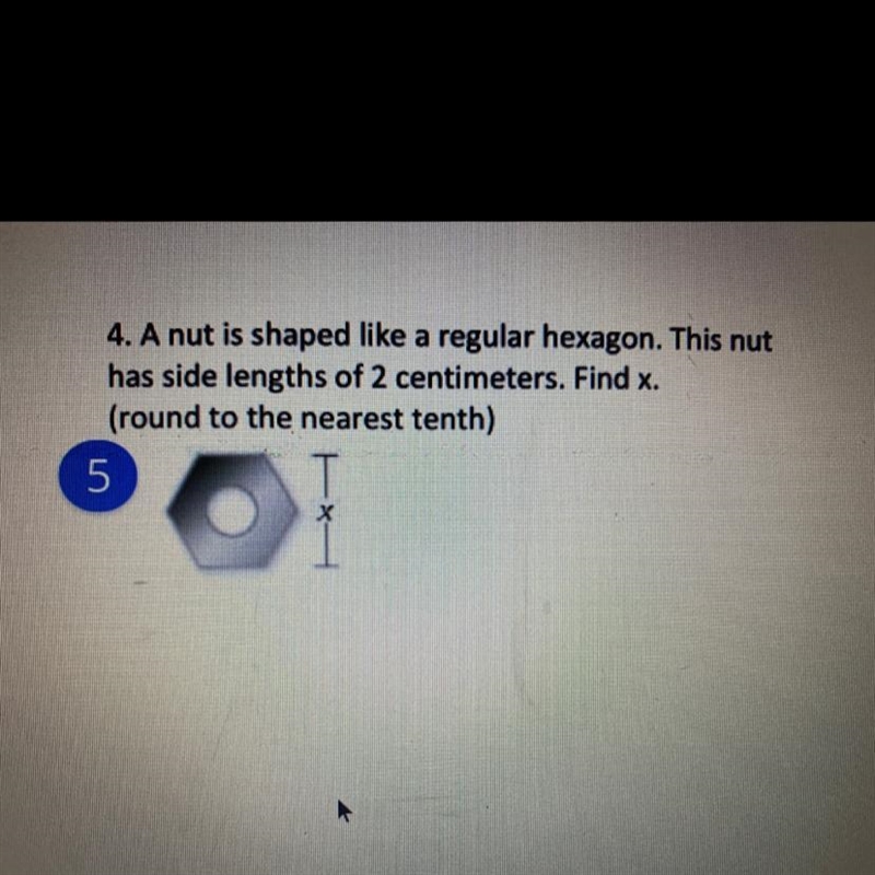 a nut is shaped like a regular hexagon. this nut has side lengths of 2 centimeters-example-1