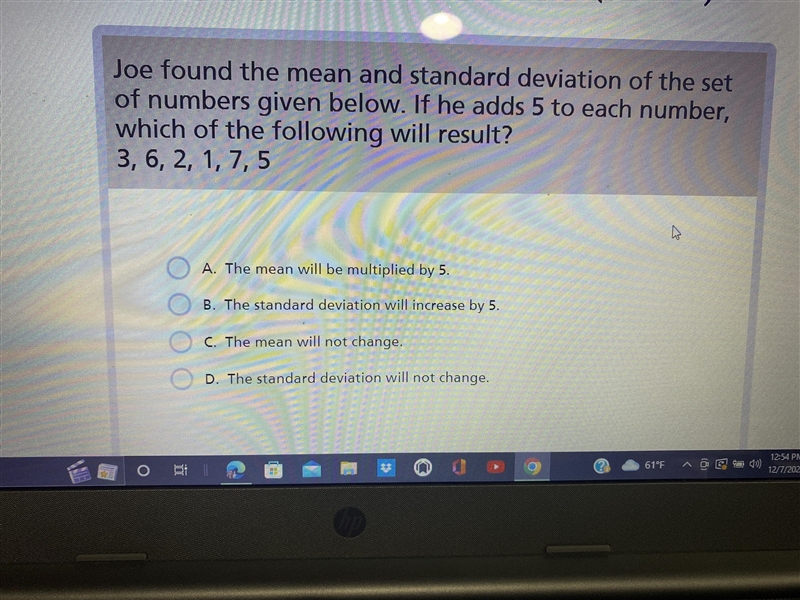 Joe found the mean and standard deviation of the set of numbers given below-example-1