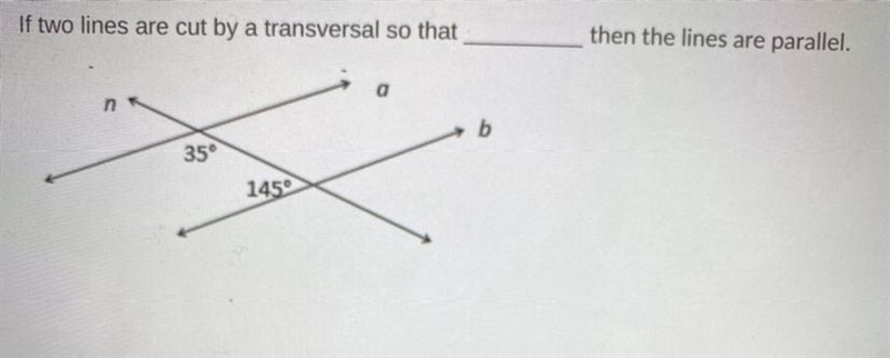 Choose the correct phrase to complete the statement proving that lines a and b are-example-1