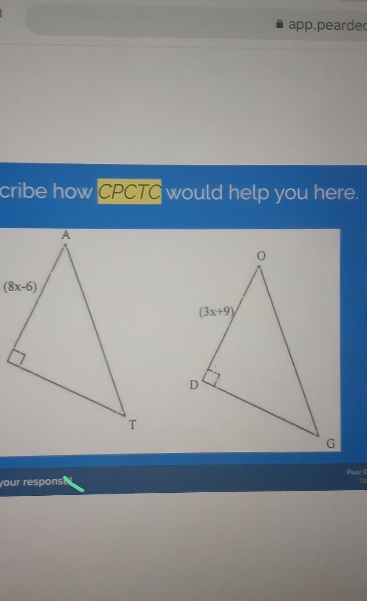 Describe how CPCTC would help you here. (8x-6) D T Students DE VOLTRON-example-1