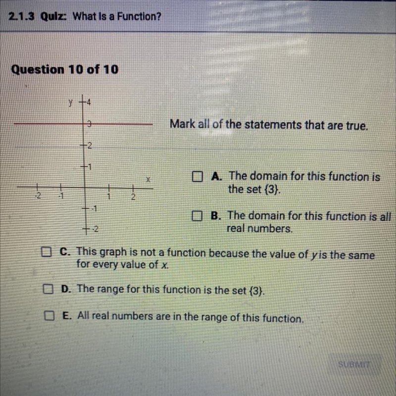 Question 10 of 10Y+43Mark all of the statements that are true.+2+1A. The domain for-example-1