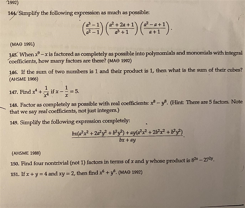 148) Factor as completely as possible with real coefficient x^8 - y^8. (Hint: there-example-1