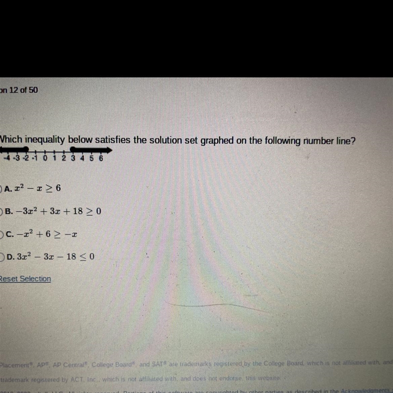 Which inequality below satisfies the solution set graphed on the following number-example-1