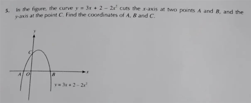 In this figure, the curve y= 3x+2-2x^2 cuts the x-axis at two points A and B, and-example-1