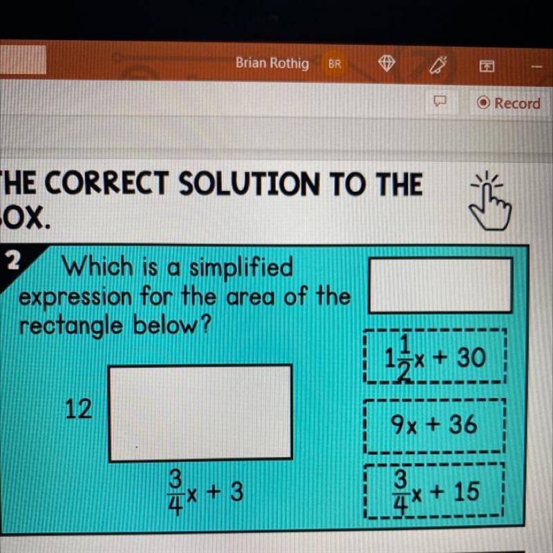 Simplified expression for the area of the rectangle-example-1