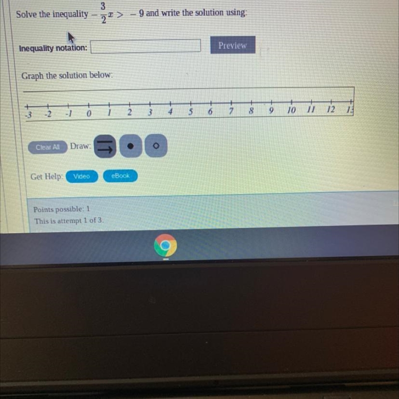 Solve the inequality And how do I graph Graph the solution below:-example-1