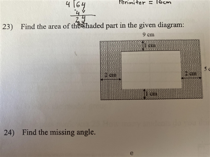 Find the area of the shaded part in the given diagram-example-1