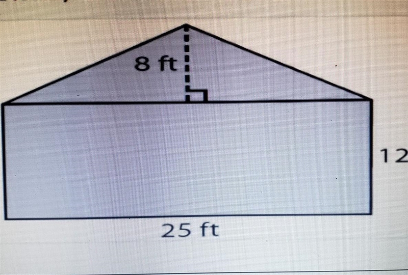 Wayne is going to paint the side of the house shown in the diagram what is the area-example-1