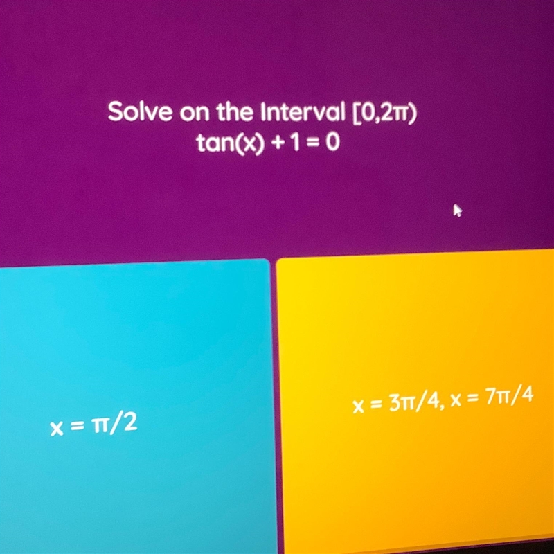 How do I solve this problem? A) x=pi/4 x=5pi/4 D) X=pi/4, x=3pi/4-example-1