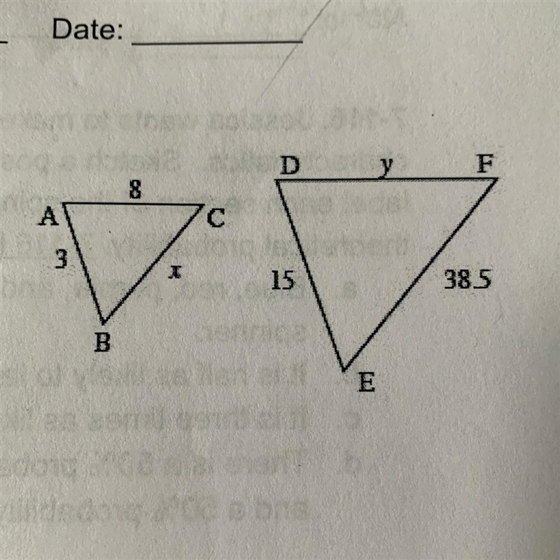 Triangle ABC is similar to triangle DEF. a. Find the scale factor from triangle ABC-example-1