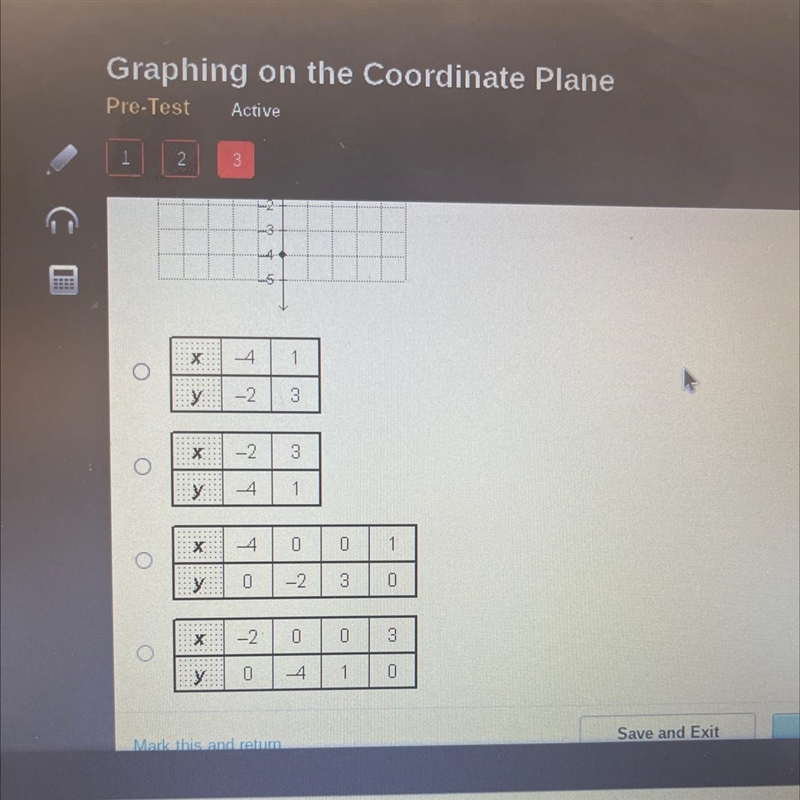 Which table of values will generate this graph? HELP!!!-example-1