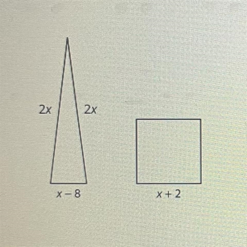 The perimeter of the triangle and the perimeter of the square are equal. Create and-example-1