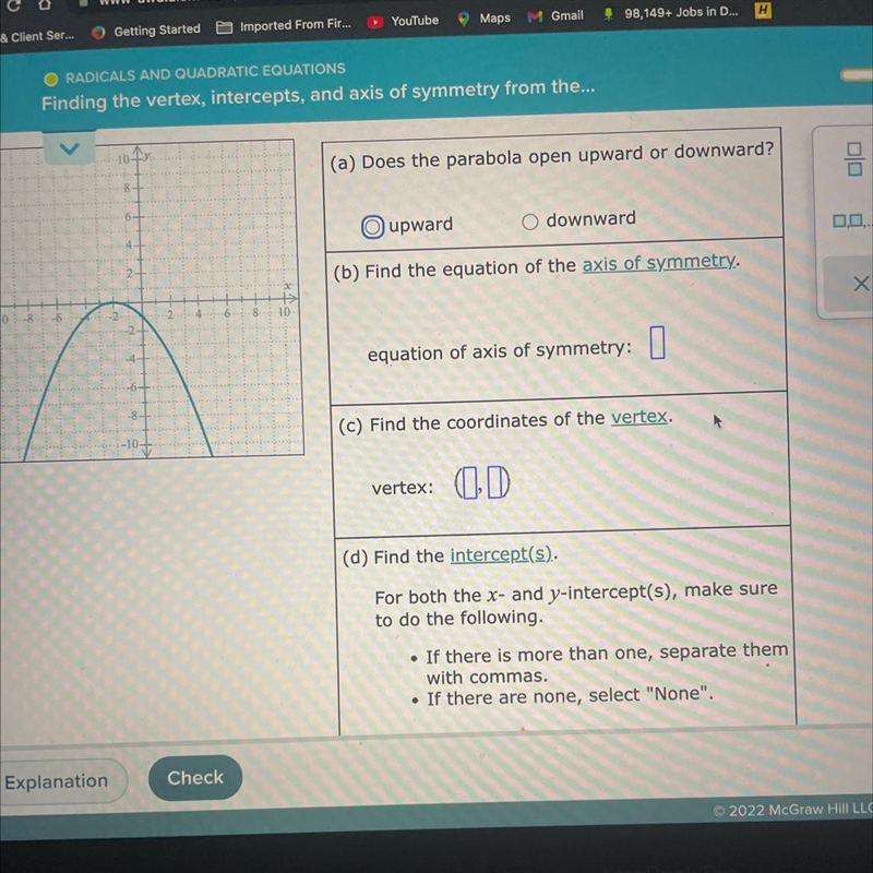 Use the graph of the parabola to fill in the table-example-1