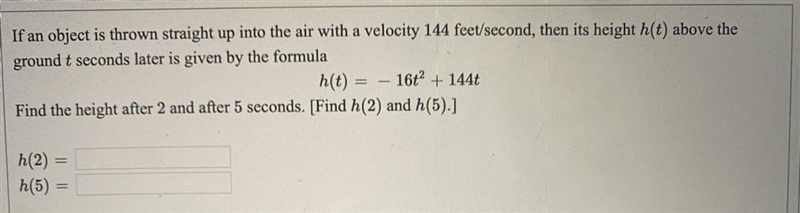 If an object is thrown straight up into the air with a velocity 144 feet/second, then-example-1