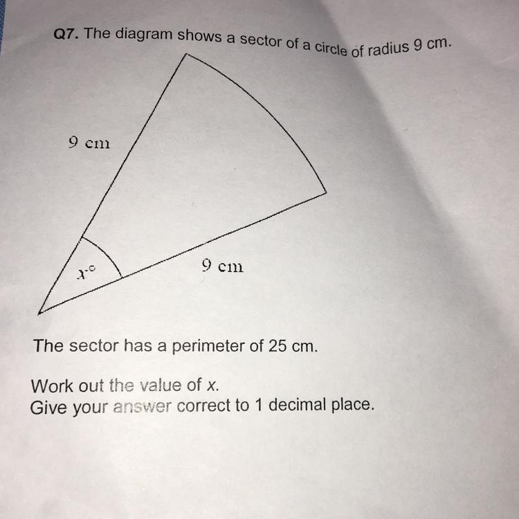 Work out value x, give answer to 1 decimal place-example-1