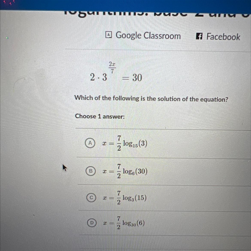 Which of the following is the solution to the equation?-example-1