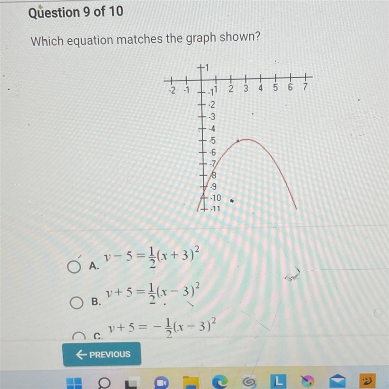 Which equation matches the graph shown?-example-1