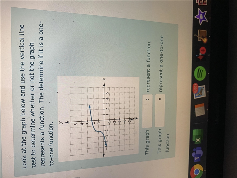 Look at the graph below and use the vertical line test to determine whether or not-example-1