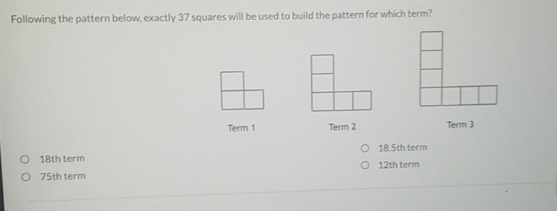 Following the pattern below, exactly 37 squares will be used to build the pattern-example-1