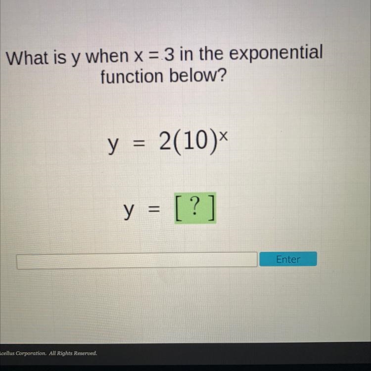 What is y when x=3 in the exponential function below-example-1