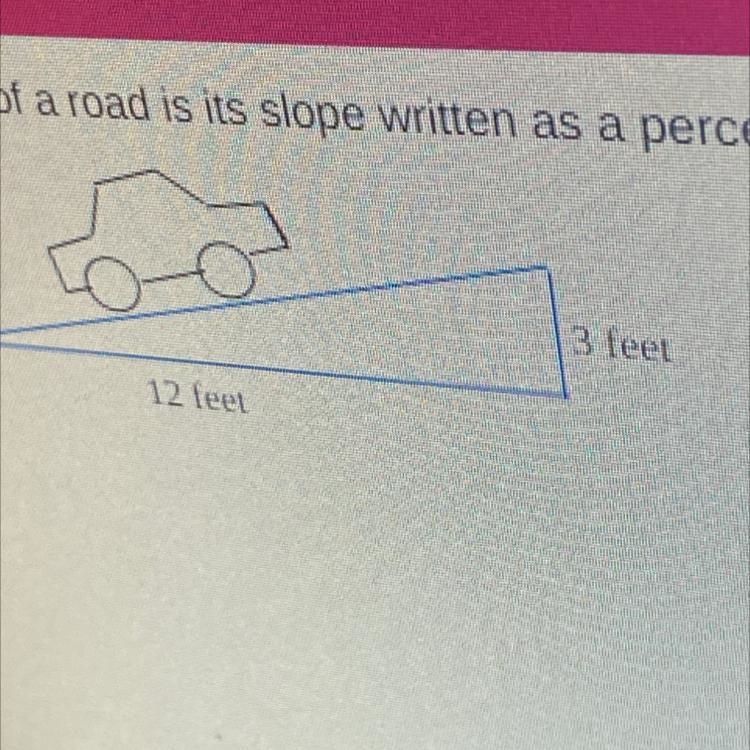 The grade of a rod is its slope error as a percent find the grade of the road shown-example-1