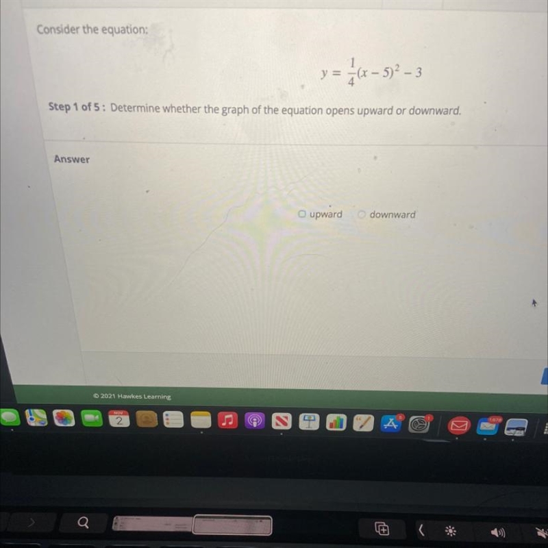 Consider the equation. Determine whether the graph of the equation opens upward or-example-1