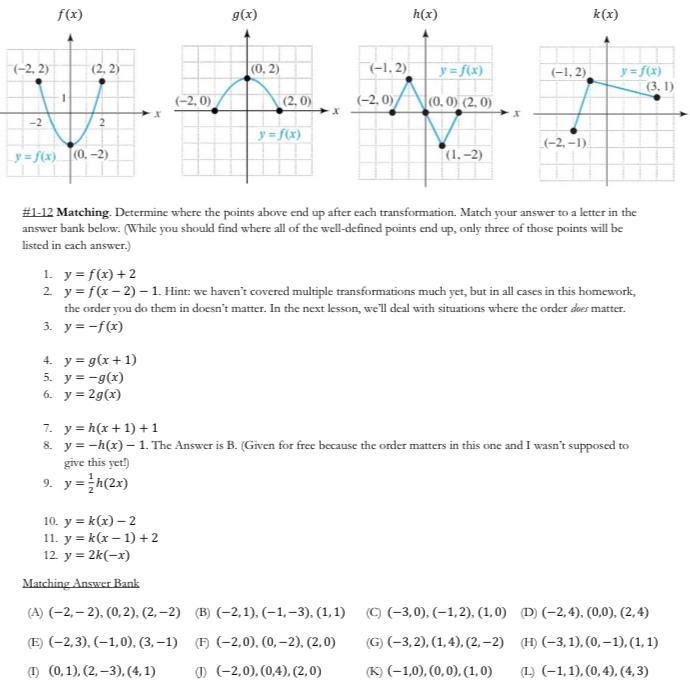 Determine where the points above end up after each transformation.-example-1