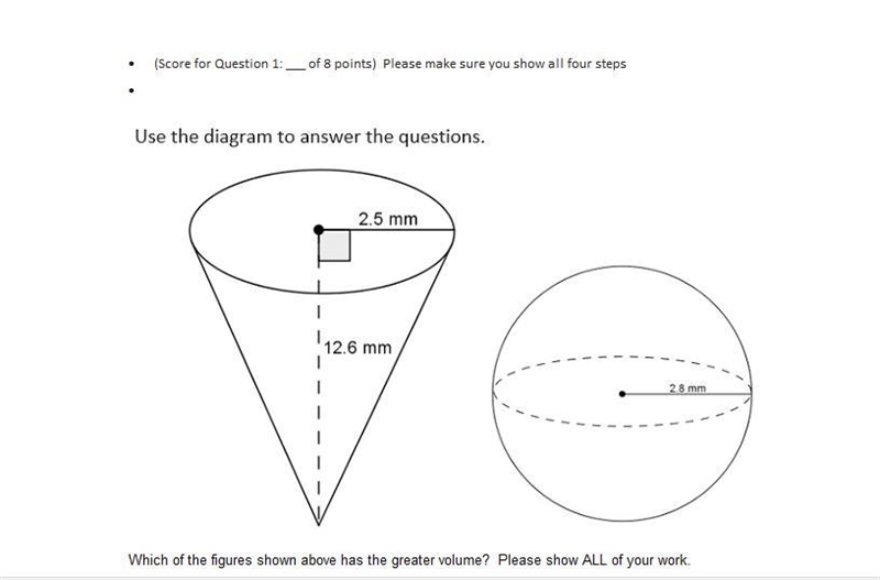 Which of the figures shown above has the greater volume? Please show ALL of your work-example-1