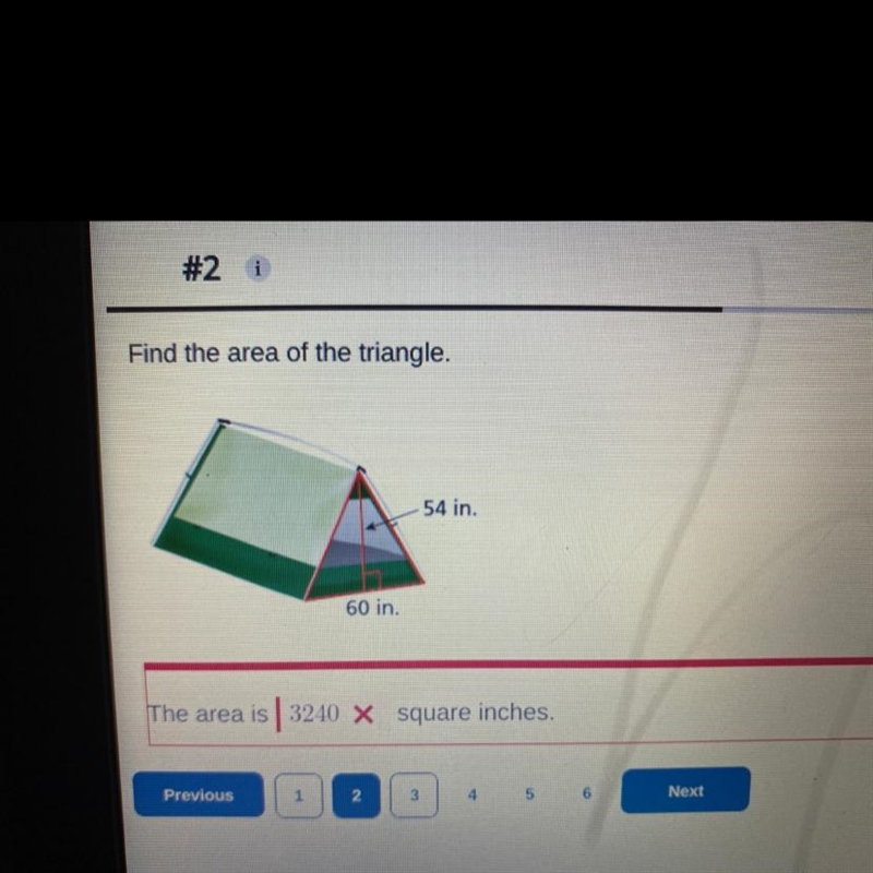 Hey! So far, I have did A= 1/2 (bh)A = (54 + 60) A = 1/2 (54 + 60) [the part where-example-1