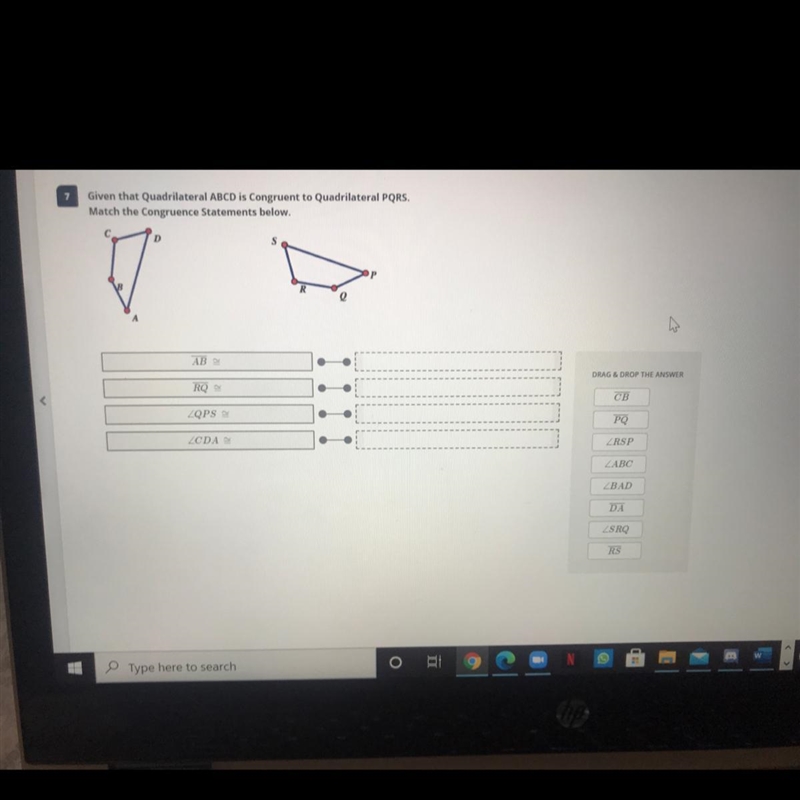 Can Some one please help me match the congruence statements below!-example-1