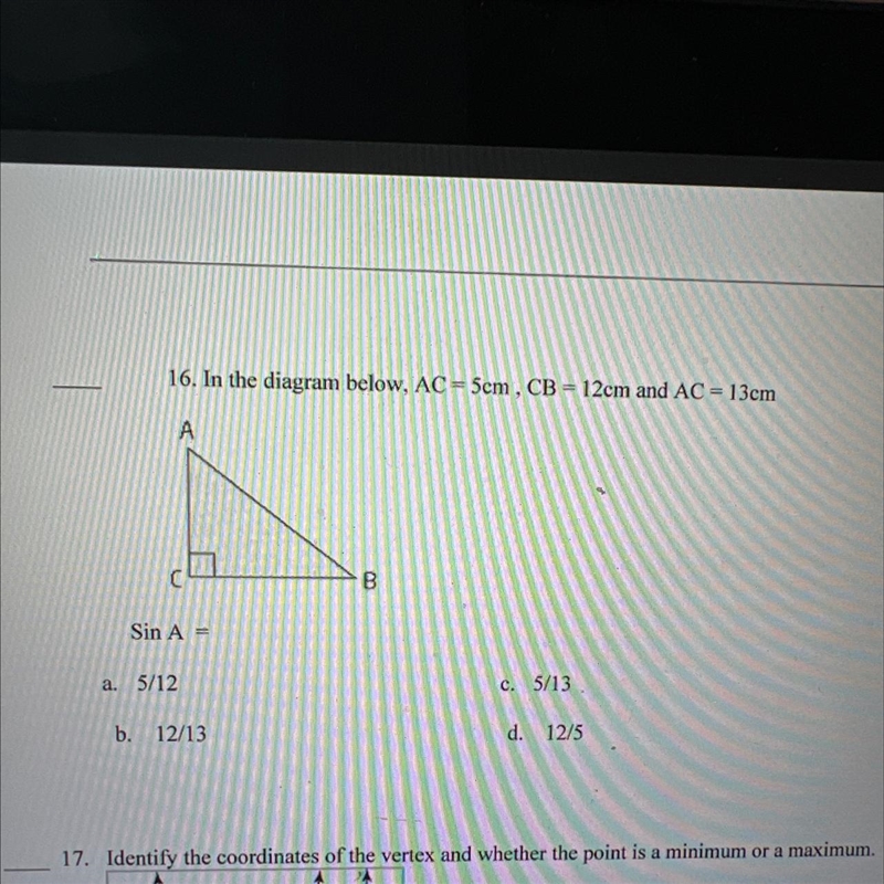 I need to know answers question 16.AB = 13 cm-example-1