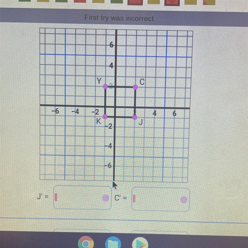 what are the coordinates of points J,C,Y and K after rotating them counterclockwise-example-1