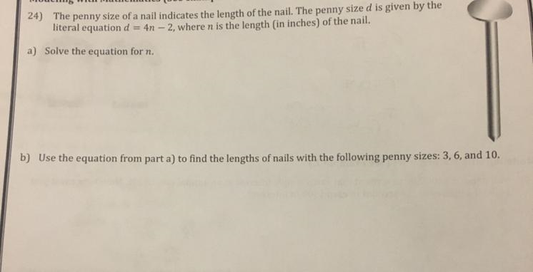 The penny size of a nail indicates the length of the nail. The penny size d is given-example-1