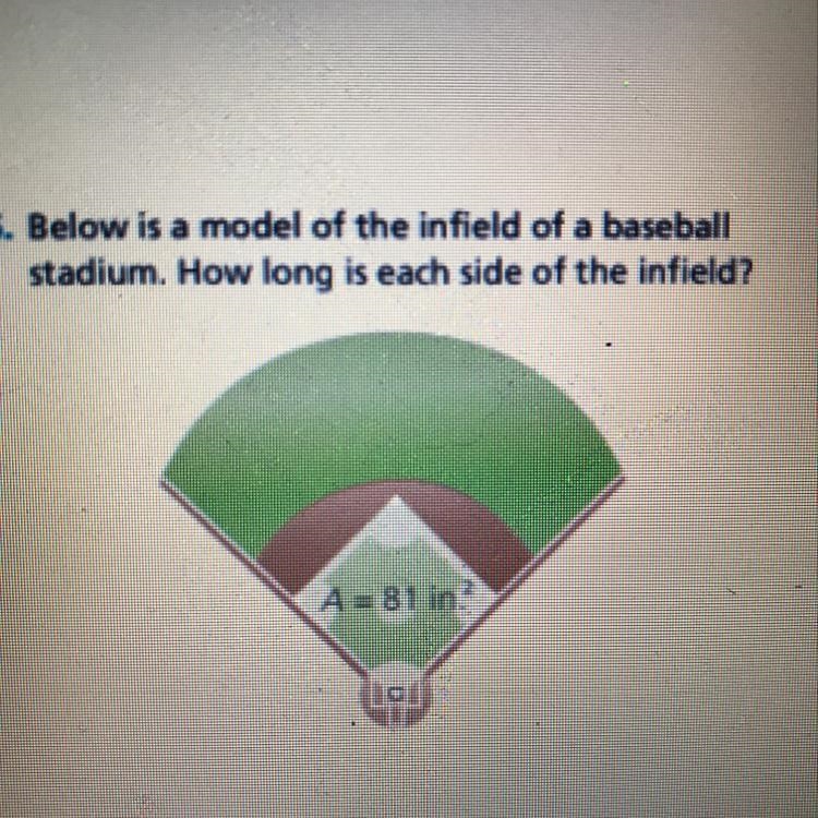 Below is a model of the infield of a baseball stadium. How long is each side of the-example-1